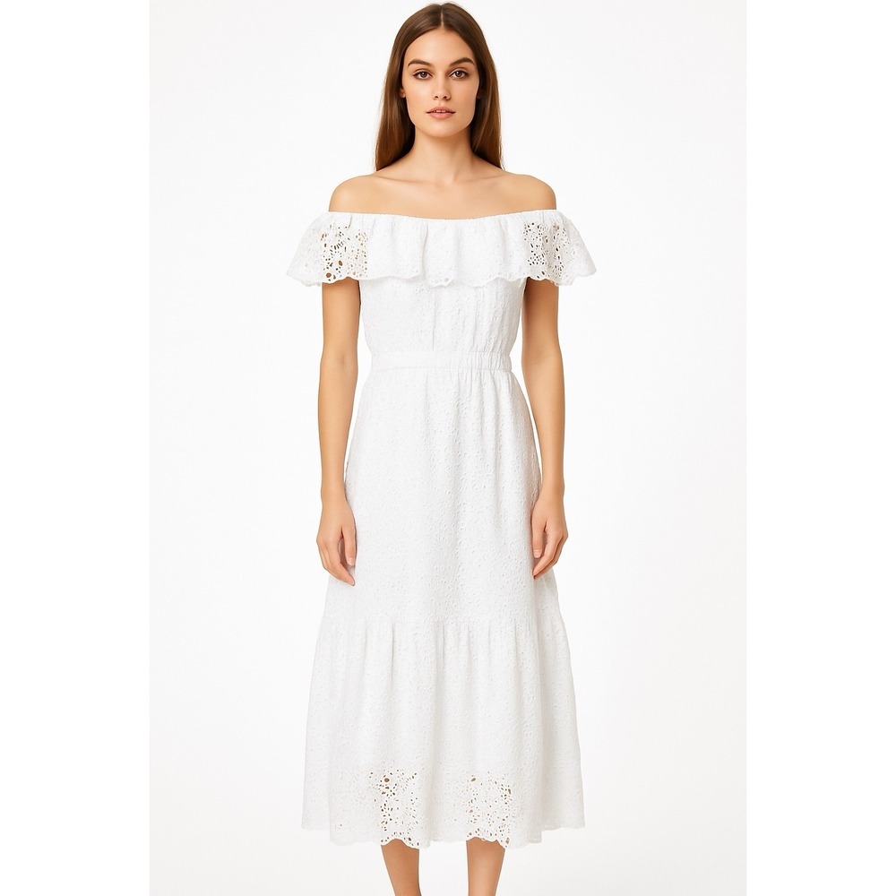 LILLY PULITZER Geri Midi Dress White Eyelet Missing‎ Belt
